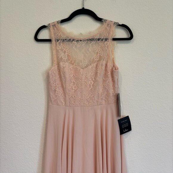 Lulus Size XS Divine Evening Blush Pink Lace Chiffon Maxi Dress NWT - Picture 5 of 10